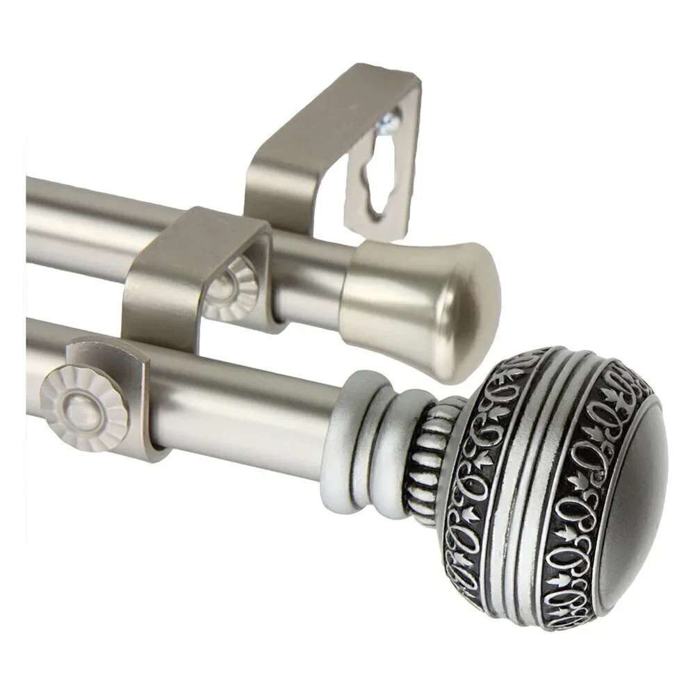 Rod Desyne Double Window Curtain Rod Set, 28 to 48-Inch, Satin Nickel